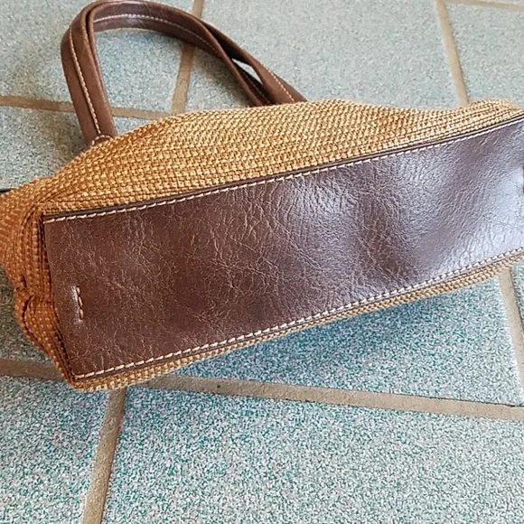 Fossil Bag Genuine Classic 1954 Vintage Bag Small Woven Brown Leather Trim - Picture 7 of 15